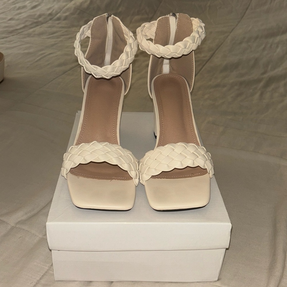 Chunky ankle strapped sandal heel